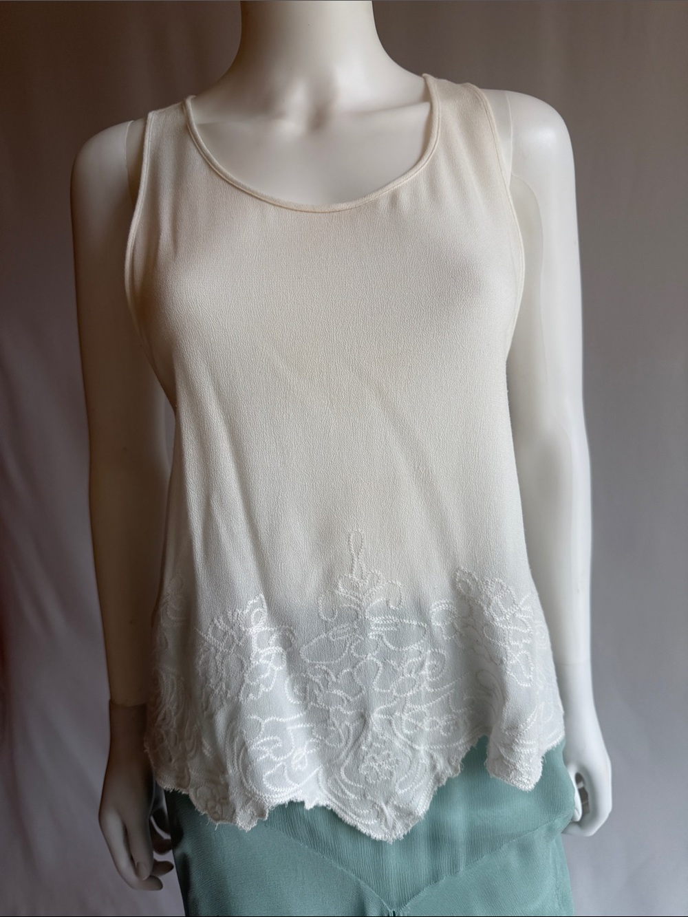 Elodie Cream Lace-Trim Sleeveless Camisole